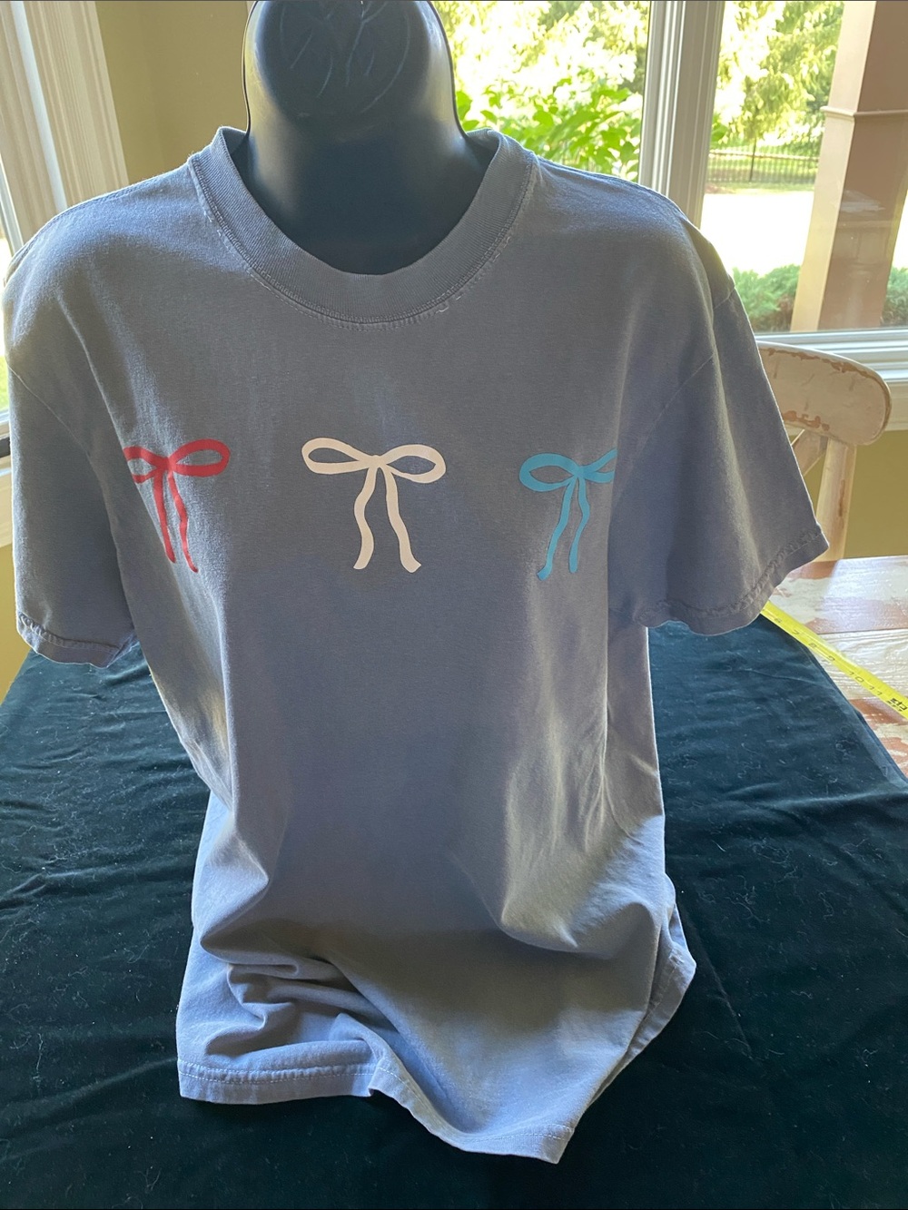 Women’s Short-Sleeve Fourth of July Tee with red, white, and blue bows
